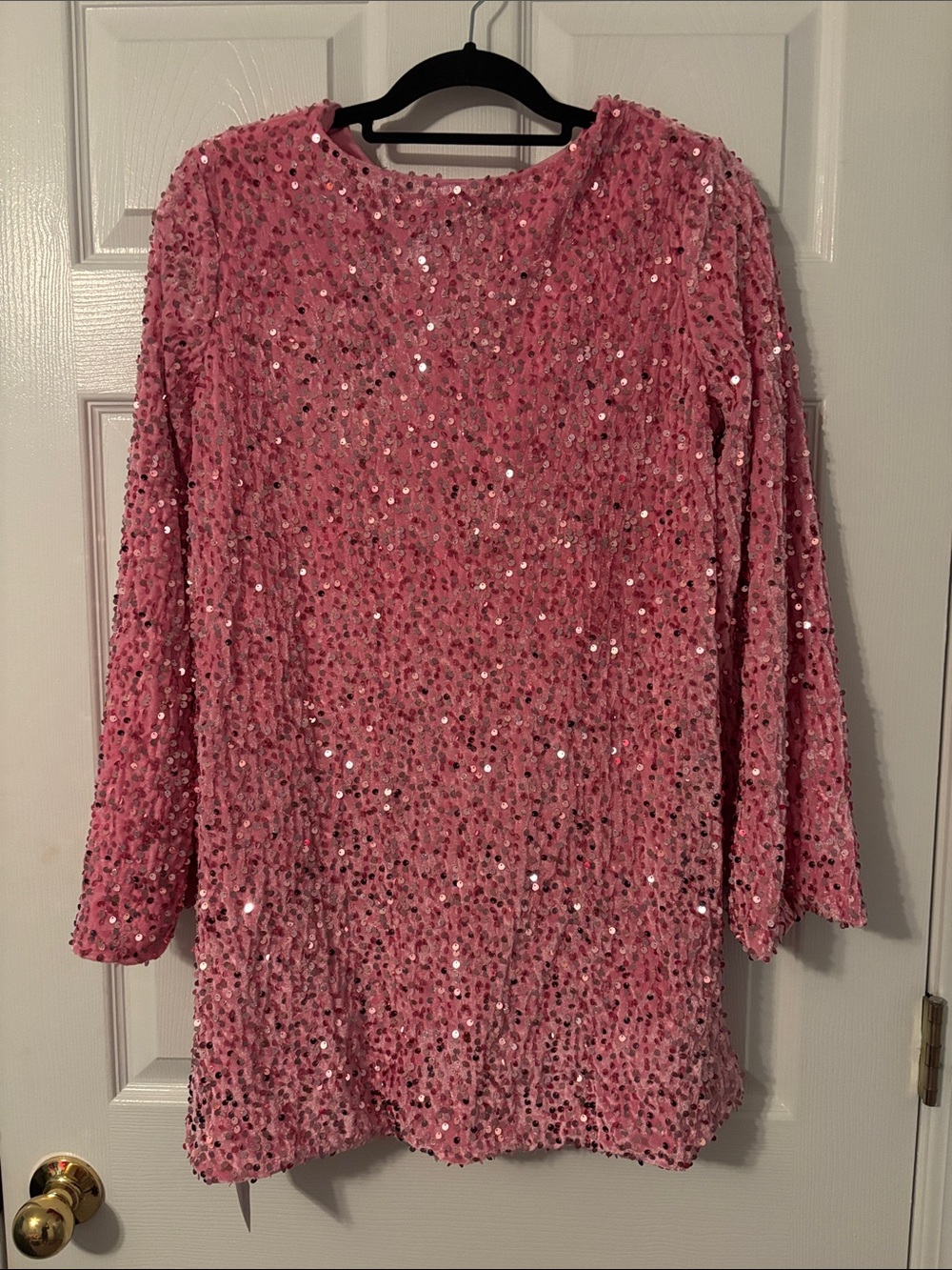 Pink Sequin Long Sleeve mini dress